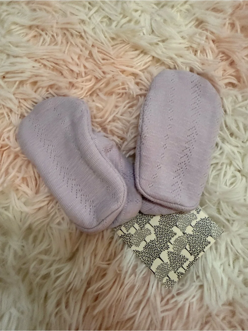 kate quinn Lilac Eyelet Knit Baby Booties